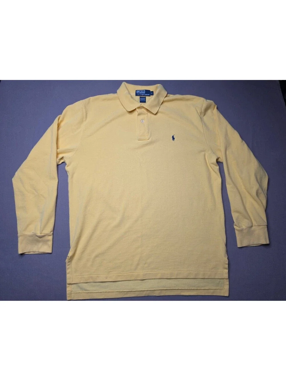 Vintage Polo Ralph Lauren Men’s Large Yellow Long Sleeve Polo Shirt USA Cotton